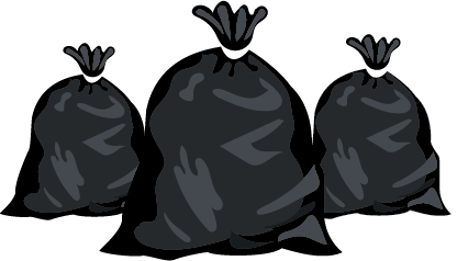 Three black trash bags